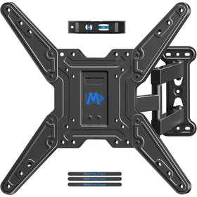 Mounting Dream front view of full-motion TV mount showing stable fit and clean look