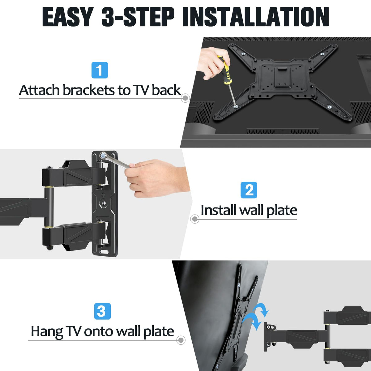 Mounting Dream MD2418-MX next to a TV for scale showing fit for 26–55 inch screens