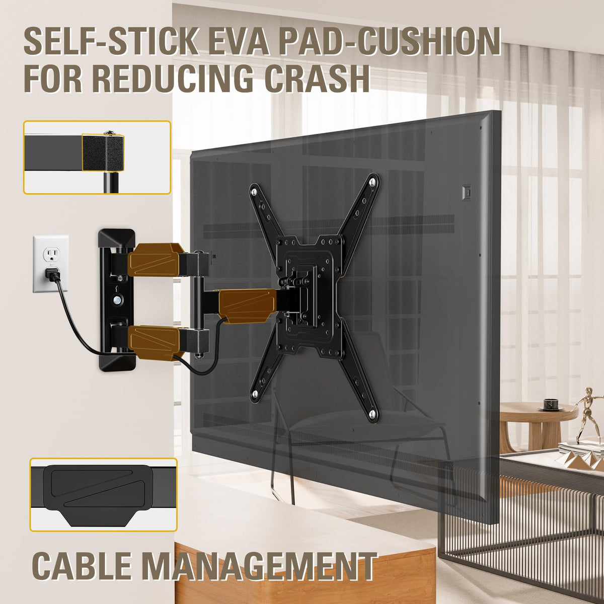 Mounting Dream MD2418-MX side profile retracted showing slim wall clearance benefit