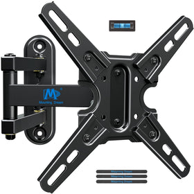 Mounting Dream front view of full-motion TV mount showing compact profile and stable frame