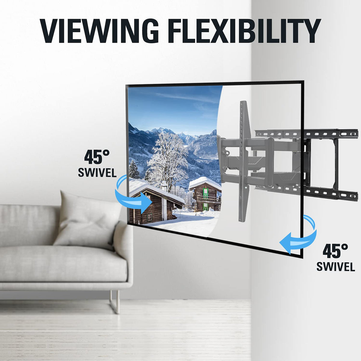 Mounting Dream MD2617-24K supports VESA 600x400 for broad TV compatibility.