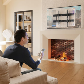 Mounting Dream MD5232 in living room showing mounted TV and neat aesthetic benefit
