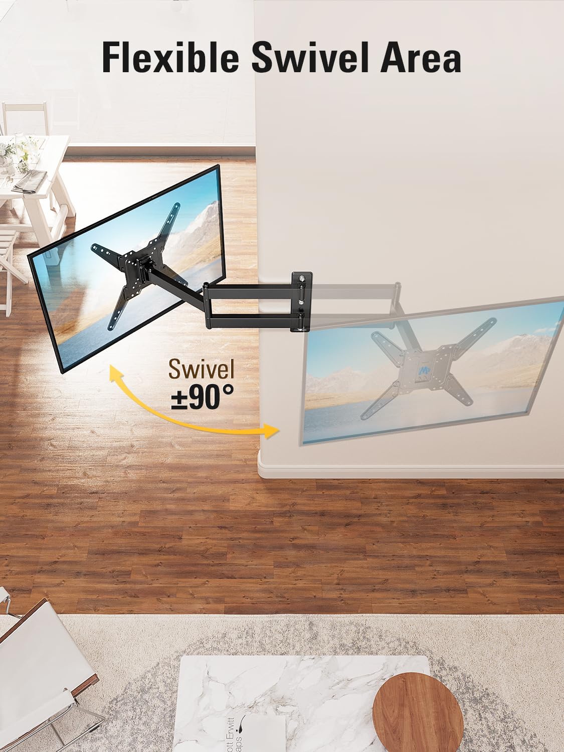 Mounting Dream retracted profile at about 3 inches from wall for compact space saving
