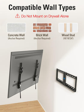 Mounting Dream scale comparison with 55-inch TV showing proper fit and balance