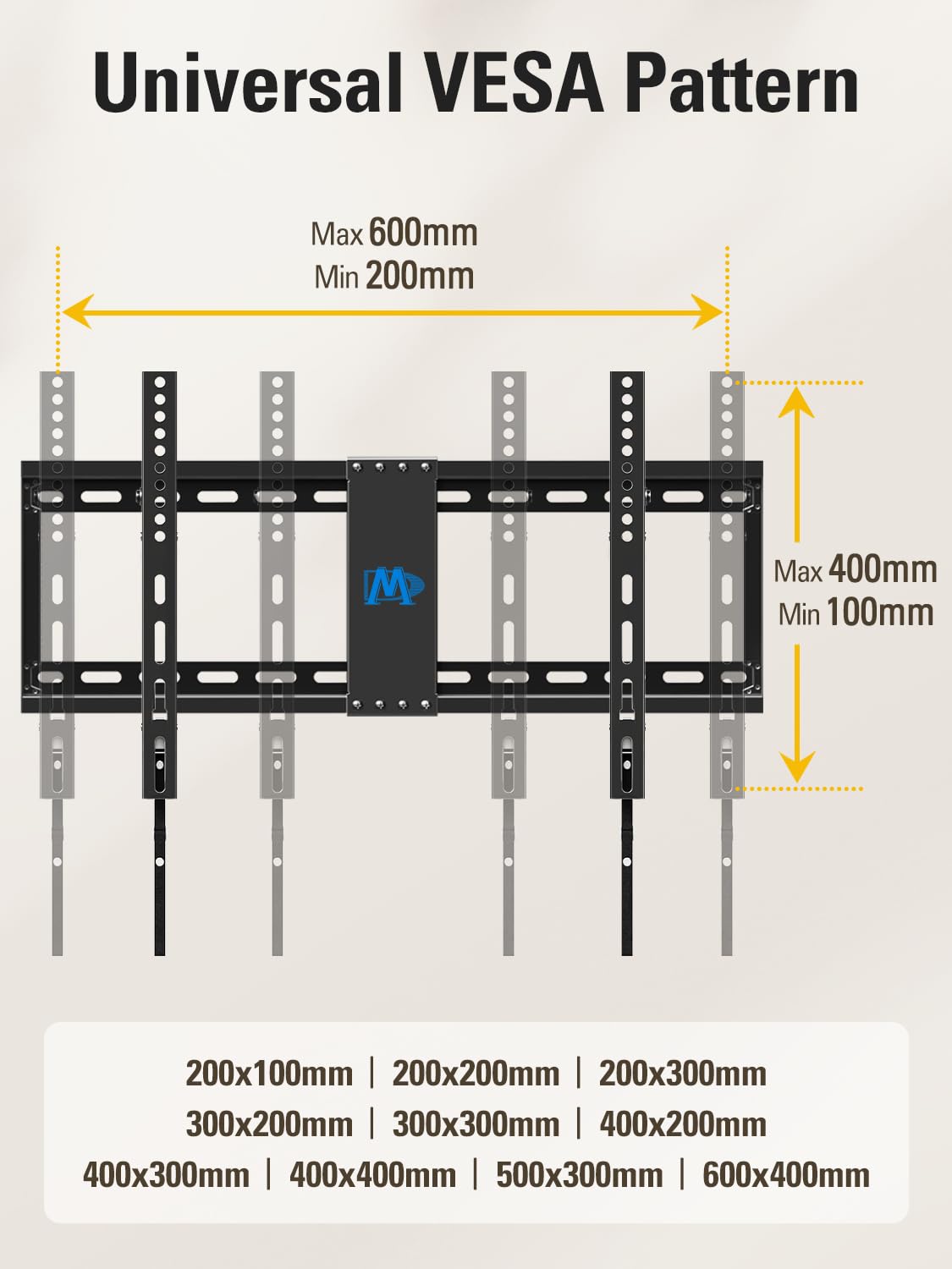 Mounting Dream illustrated stud spacing diagram showing 16, 18, and 24 inch compatibility