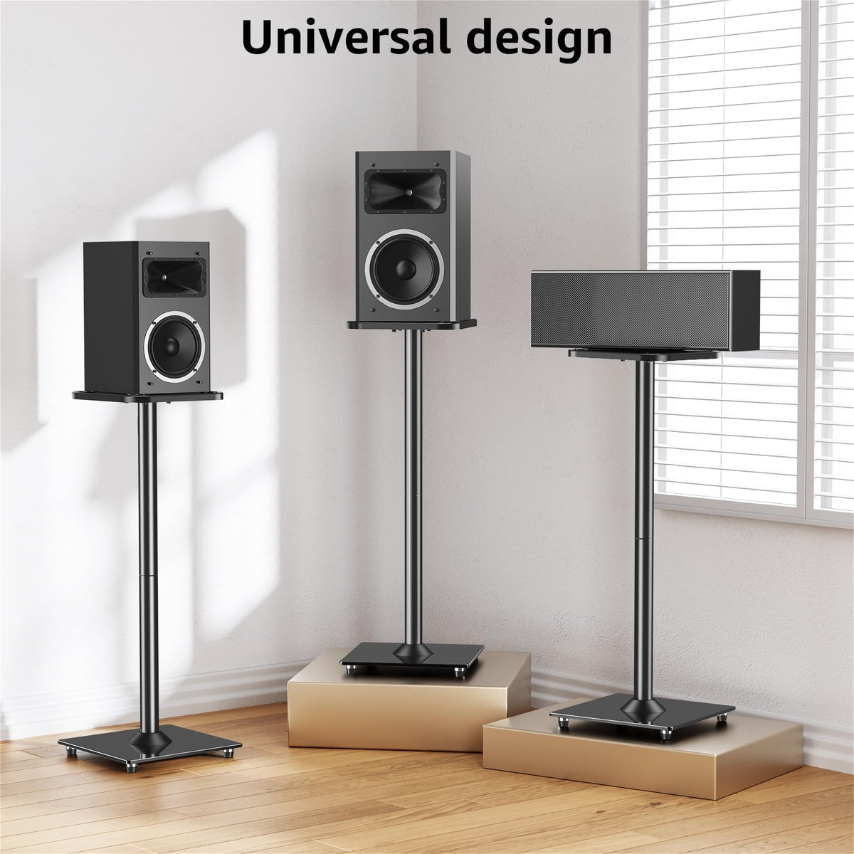 MOUNTUP 31-inch stands position speakers at ear level for immersive surround sound
