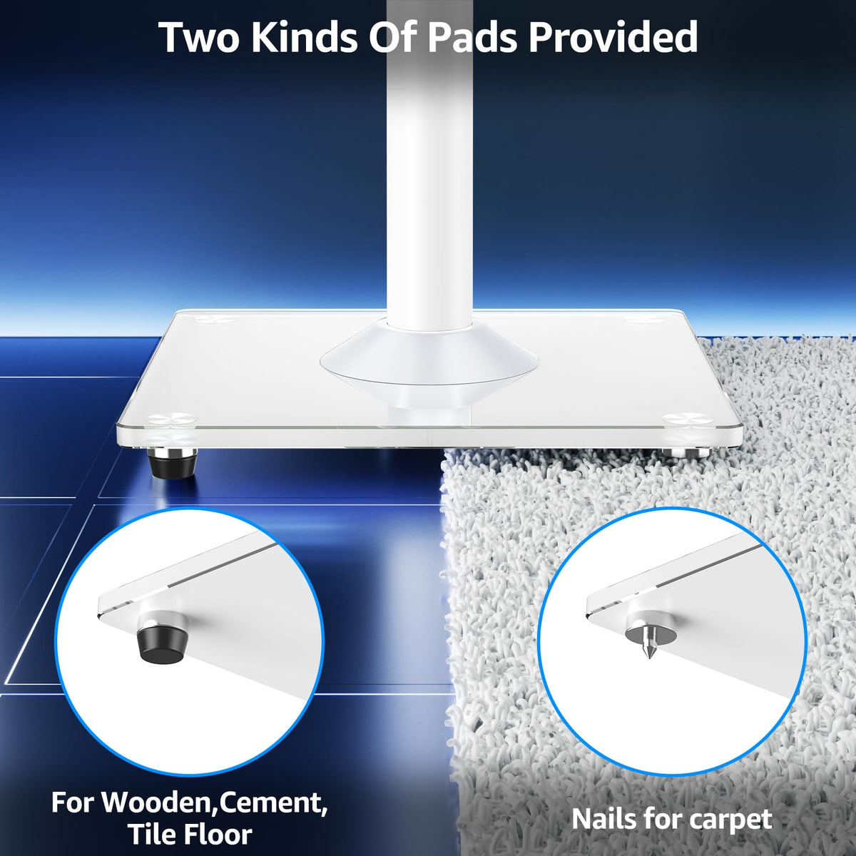 MOUNTUP anti-slip pads protect floors and prevent speaker movement.