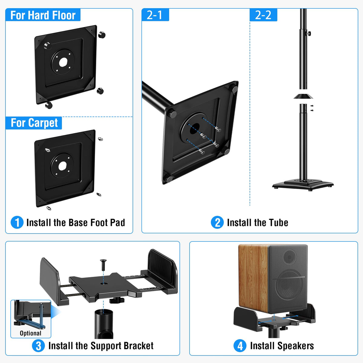 Mountup base measures 9.8 by 9.8 inches for solid stability.