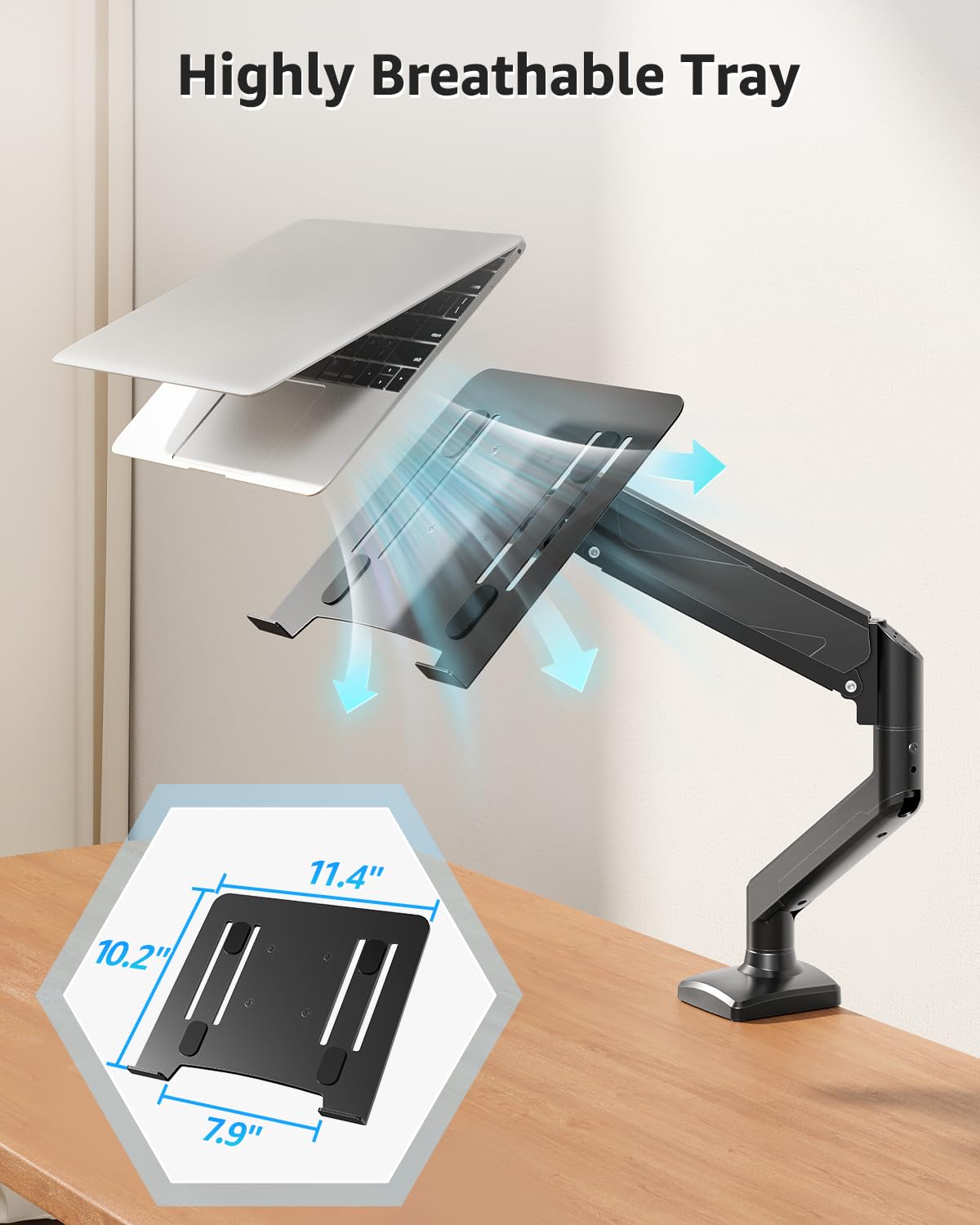 MOUNTUP C-clamp fixed to desk edge, quick installation and stable support