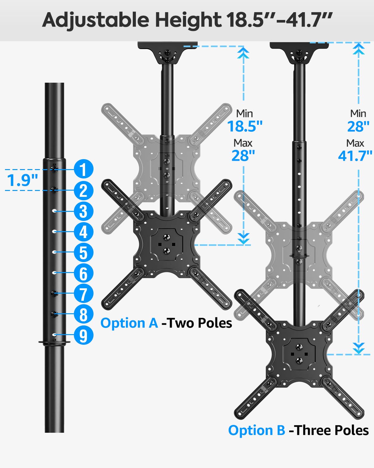 MOUNTUP close-up of tilt mechanism highlighting anti-glare adjustment
