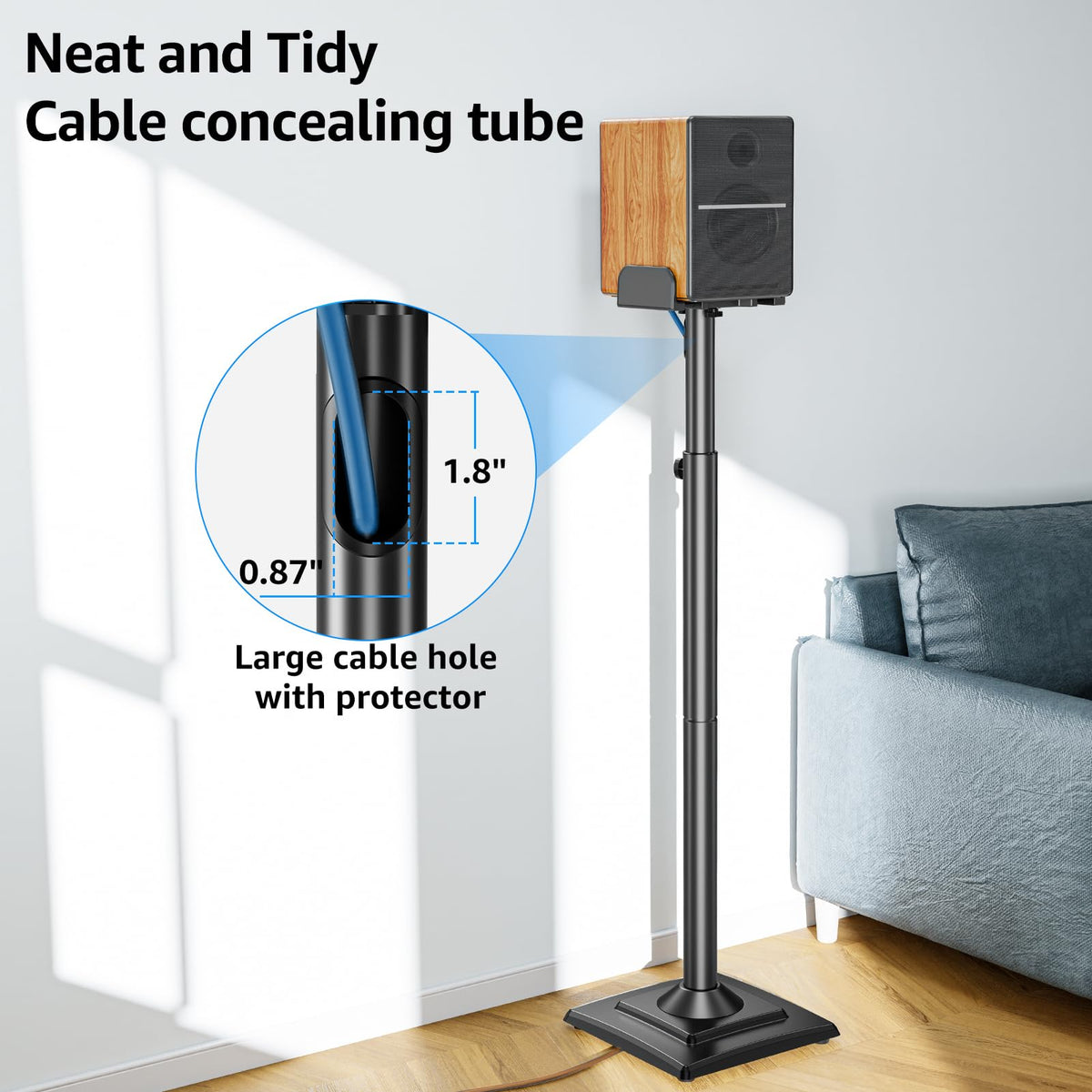 Mountup fixing bars stabilize irregular-shaped speakers during setup.