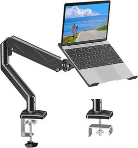 MOUNTUP front view showing mounted laptop and tidy desk, improves workspace ergonomics