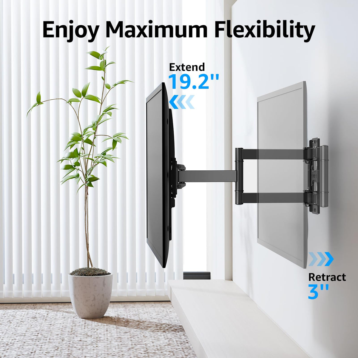 MOUNTUP heavy-duty steel articulating arm provides stable support