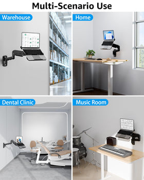 MOUNTUP height adjustment scale beside laptop showing ergonomic alignment