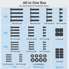 MOUNTUP labeled compartments with sorted screws and spacers for faster selection