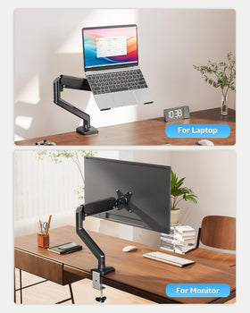 MOUNTUP lifestyle shot in home office creating ergonomic standing workstation