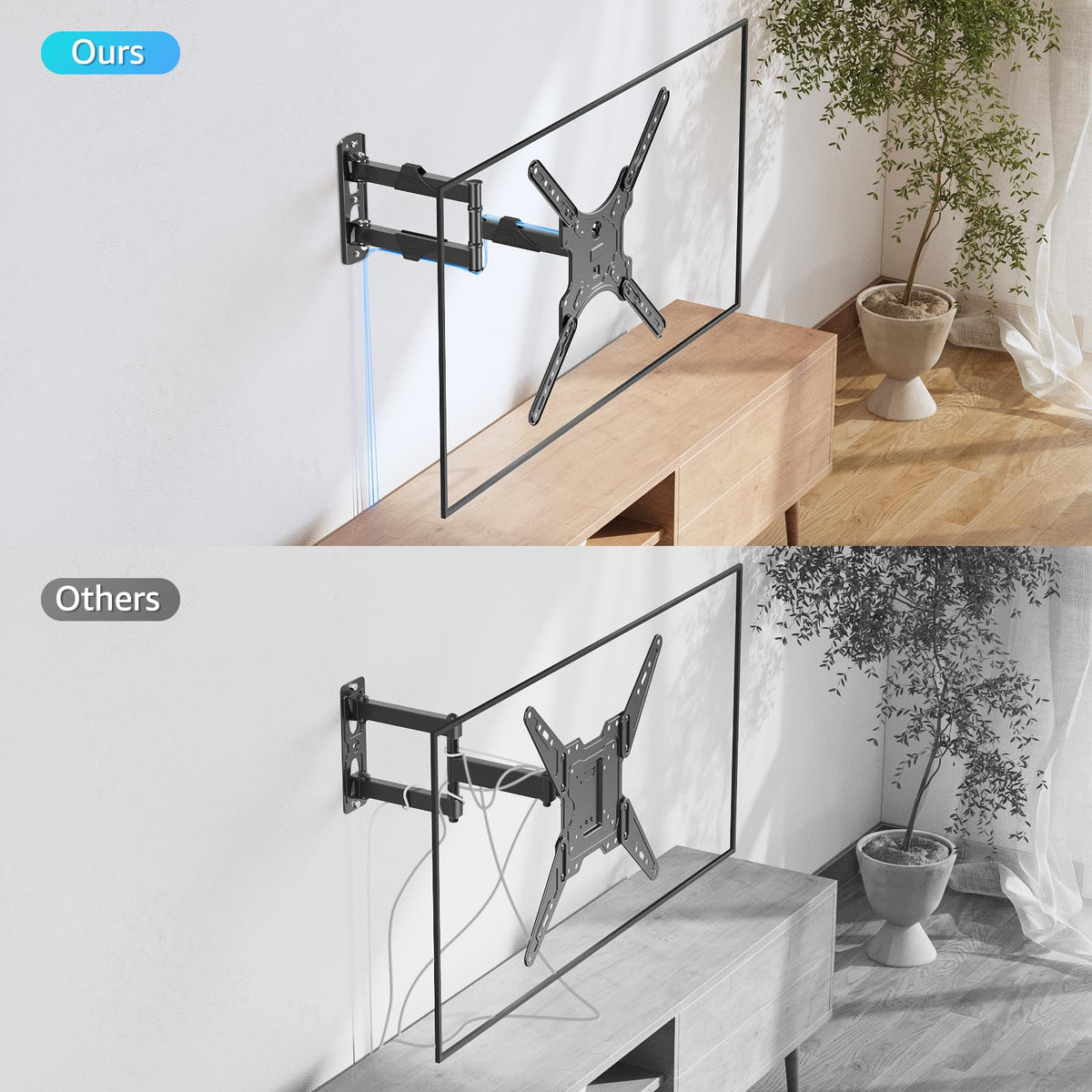 Includes hardware and three cable ties for clean, organized setup