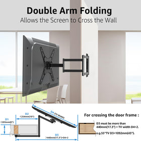 MOUNTUP MU0057 arm fully extended side profile demonstrating wide reach and flexibility