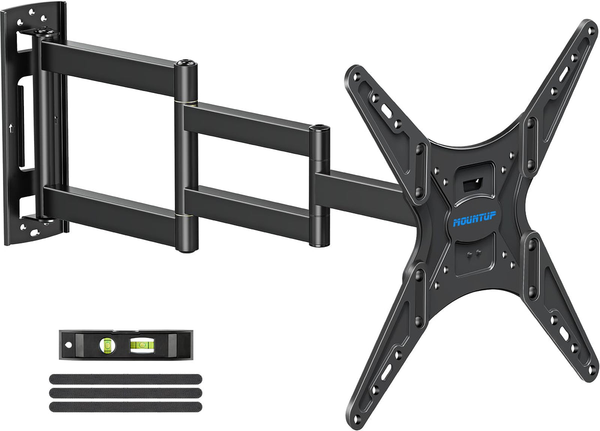 MOUNTUP MU0057 front view mounted TV showing clean installation and strong support