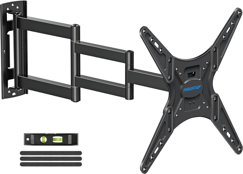 MOUNTUP MU0057 front view mounted TV showing clean installation and strong support