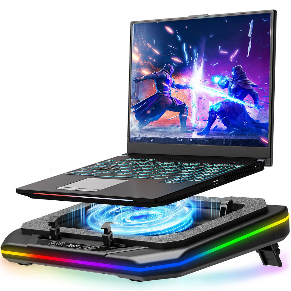 MOUNTUP front view of cooling pad showing fan and frame for better laptop airflow