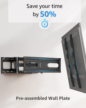 MOUNTUP scale comparison with TV showing size support up to 65 inches