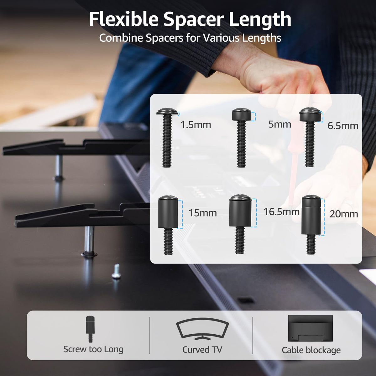 MOUNTUP screws in hand to show scale and ease of handling during installation