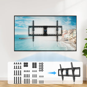 MOUNTUP screws installed on TV backplate illustrating secure fit and proper use