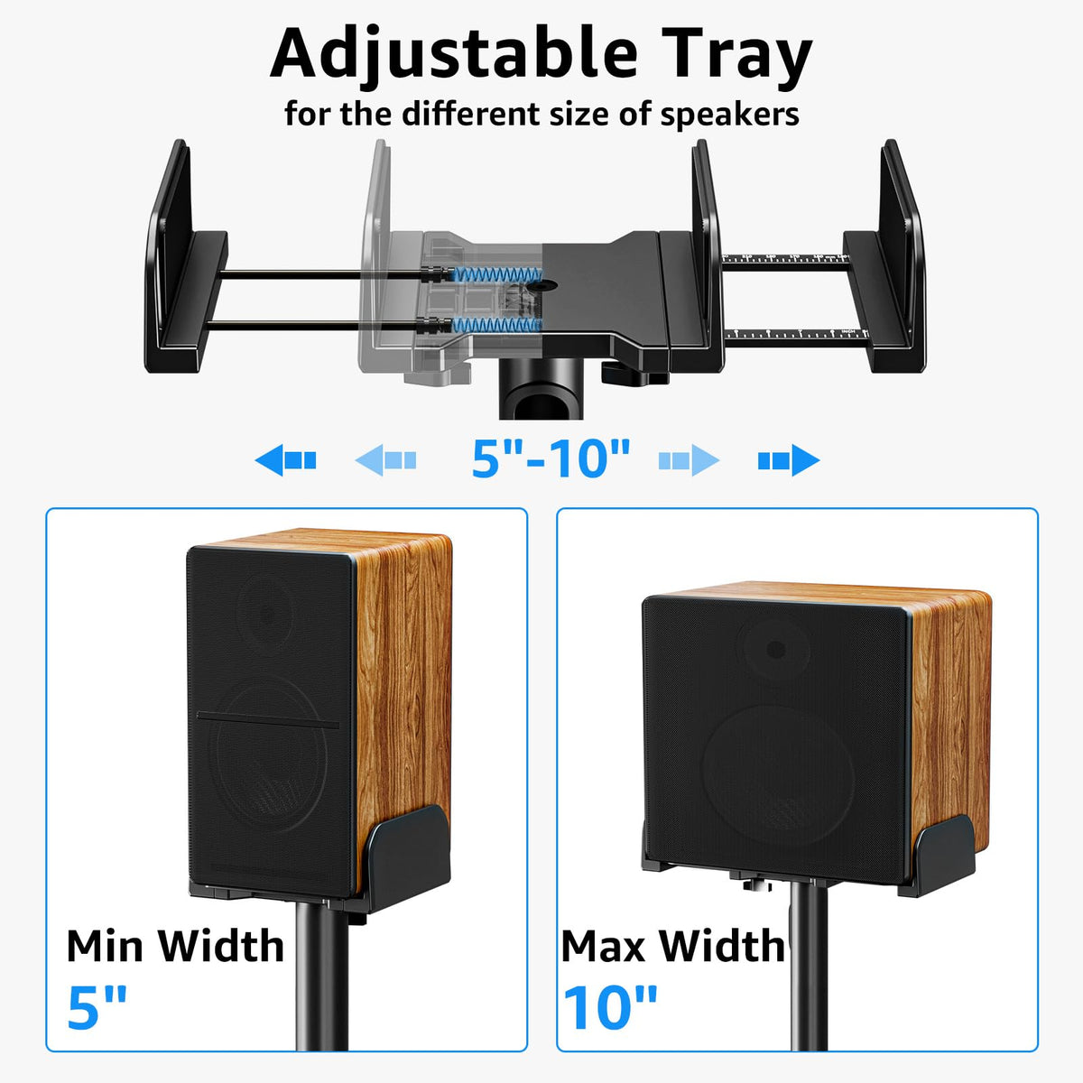 Mountup heavy-duty alloy base and pole provide stable support on any floor surface.