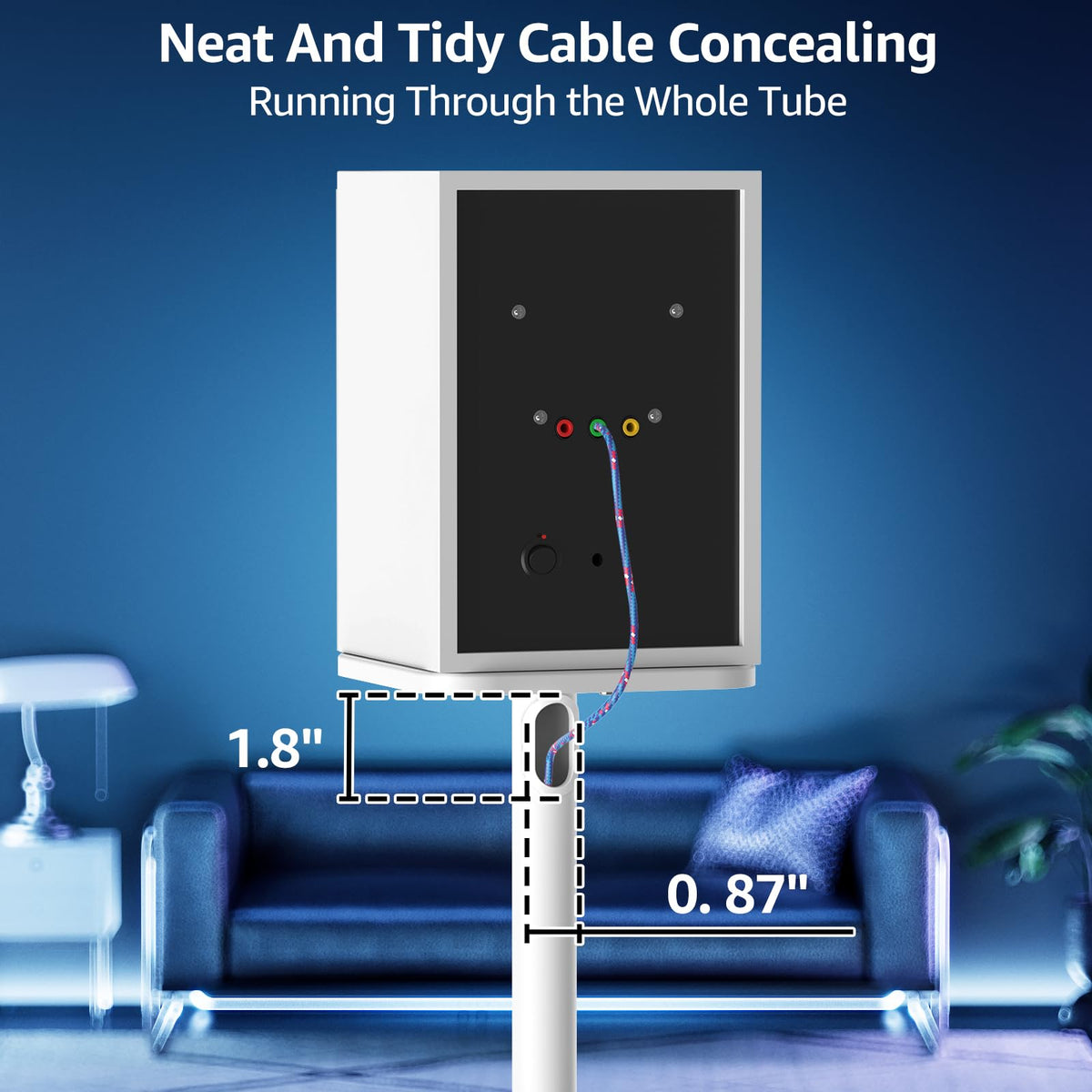 MOUNTUP tempered glass base provides stable support on varying floor surfaces.