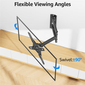 MOUNTUP full motion tilts and rotates to reduce glare during movie nights