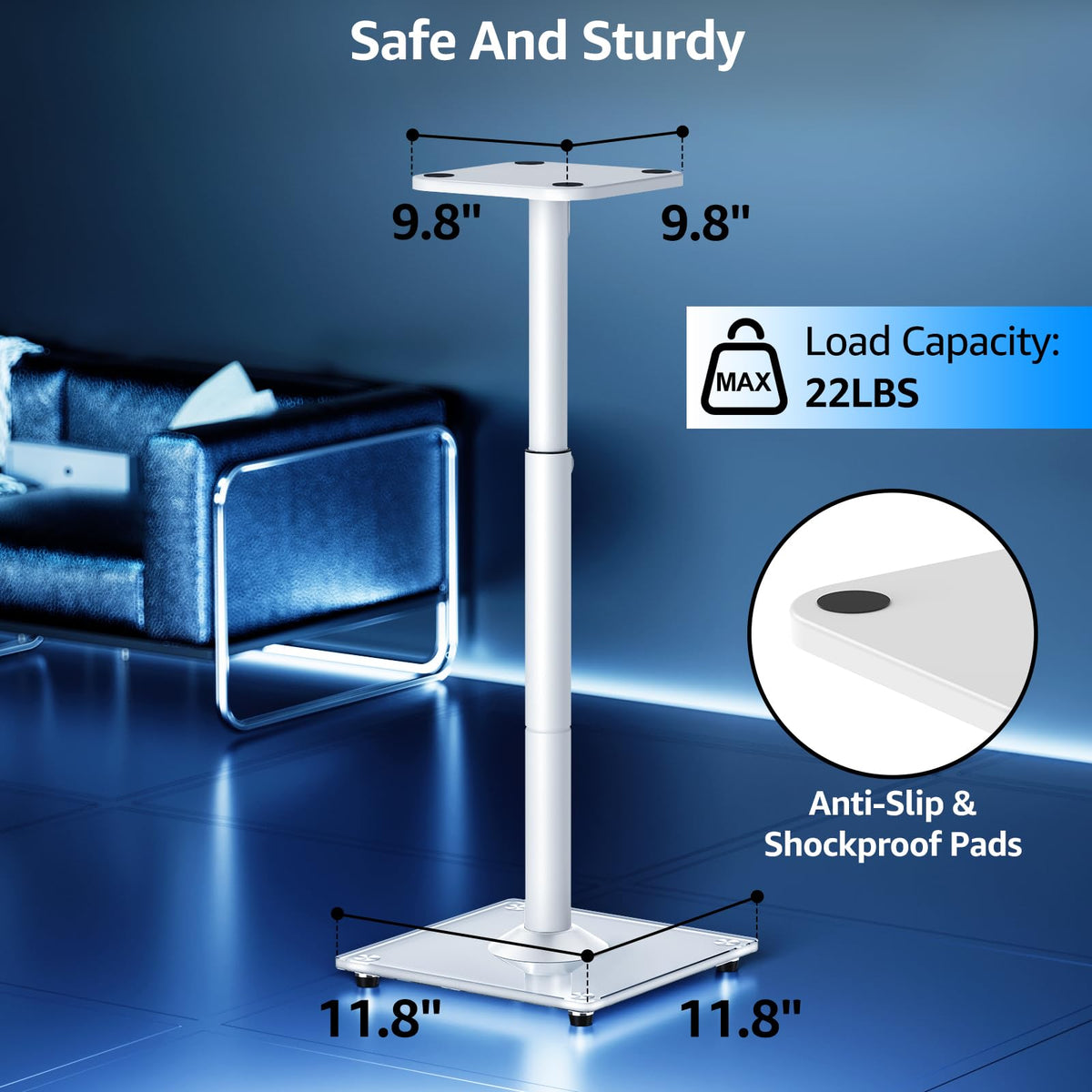 MOUNTUP top plate 9-8-inch-square fits most bookshelf and satellite speakers securely.
