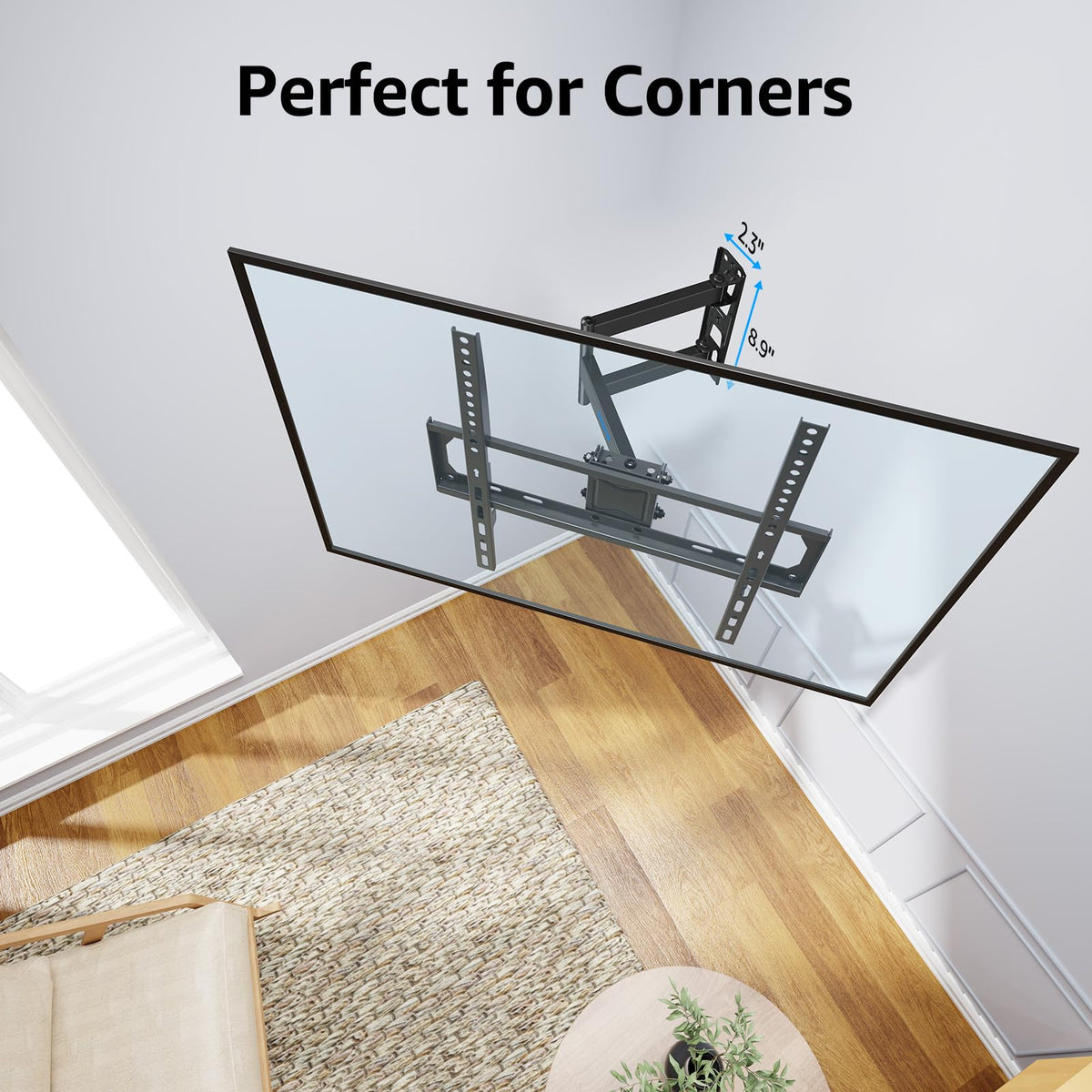MOUNTUP extended-arm wall mount reaches 19.2 inches for flexible positioning