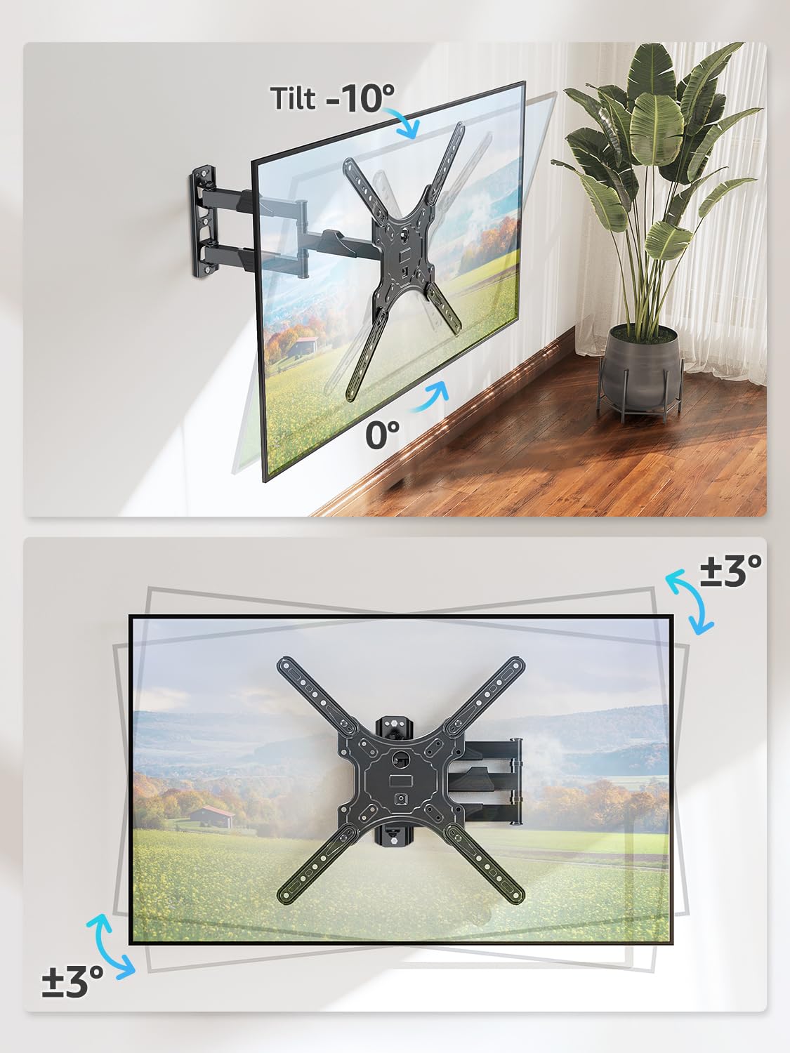 MOUNTUP tilt feature reduces glare for daytime viewing