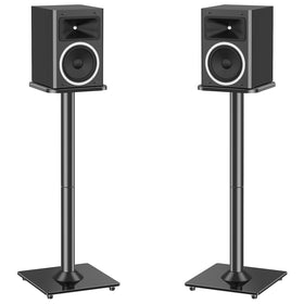 MOUNTUP universal speaker stands ready for assembly to upgrade home theater setup