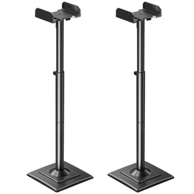 Mountup universal speaker stands pair elevates bookshelf speakers for clearer audio and clutter-free setup.