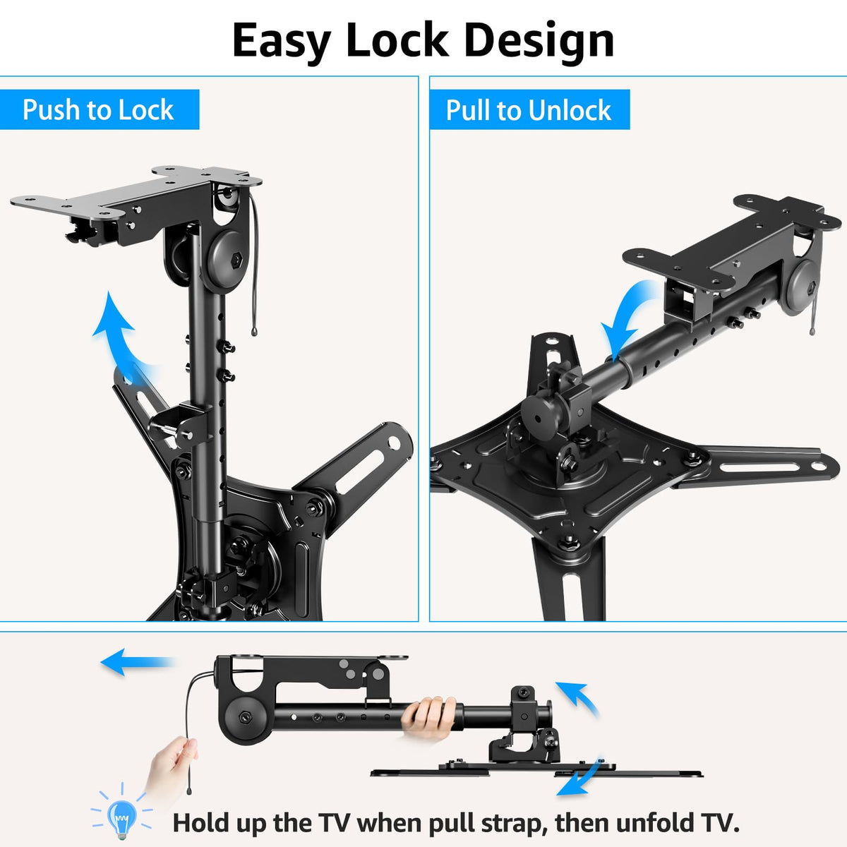 MOUNTUP VESA attachment detail illustrating simple TV compatibility