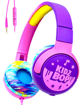 Move2Play Kidz Bop wired headphones close-up showing kid-friendly design for durable listening.