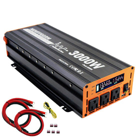 MOVFFGGRM 3000W inverter front view showing compact portable power for vehicles.