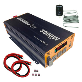 MOVFFGGRM 3000W pure sine inverter front view with dual outlets for off-grid power.