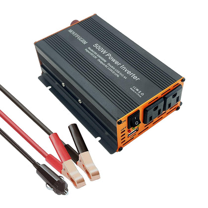 MOVFFGGRM 500W inverter front view shows compact car power solution