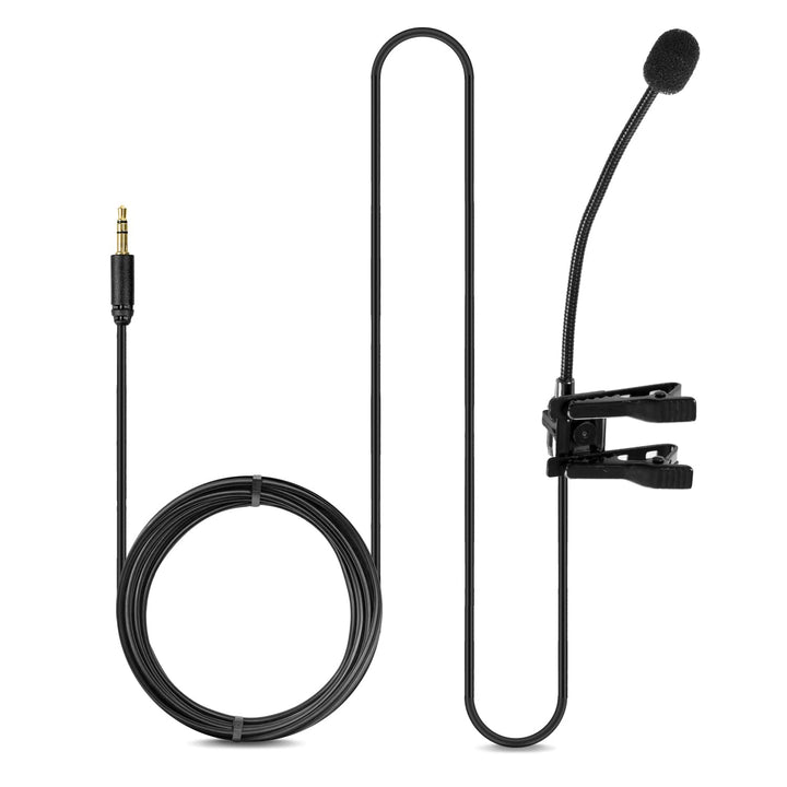 Movo ACM400 front view showing compact mic and plug, improves helmet voice audio