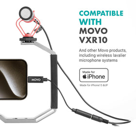Movo USB-C mic adapter designed for content creators and field work.