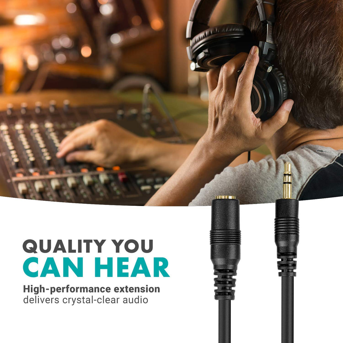 Movo MC20 next to ruler displaying 20ft scale and reliable length for flexible setups