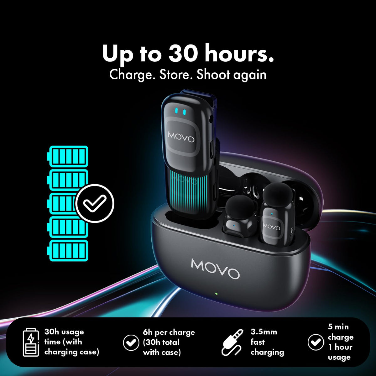 Movo NanoMic anti-peak and compression features in action