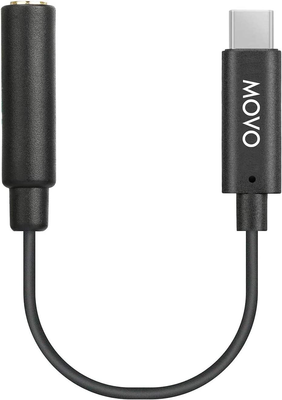 Movo UCMA-1 front view, compact USB-C mic adapter for on-the-go recording.