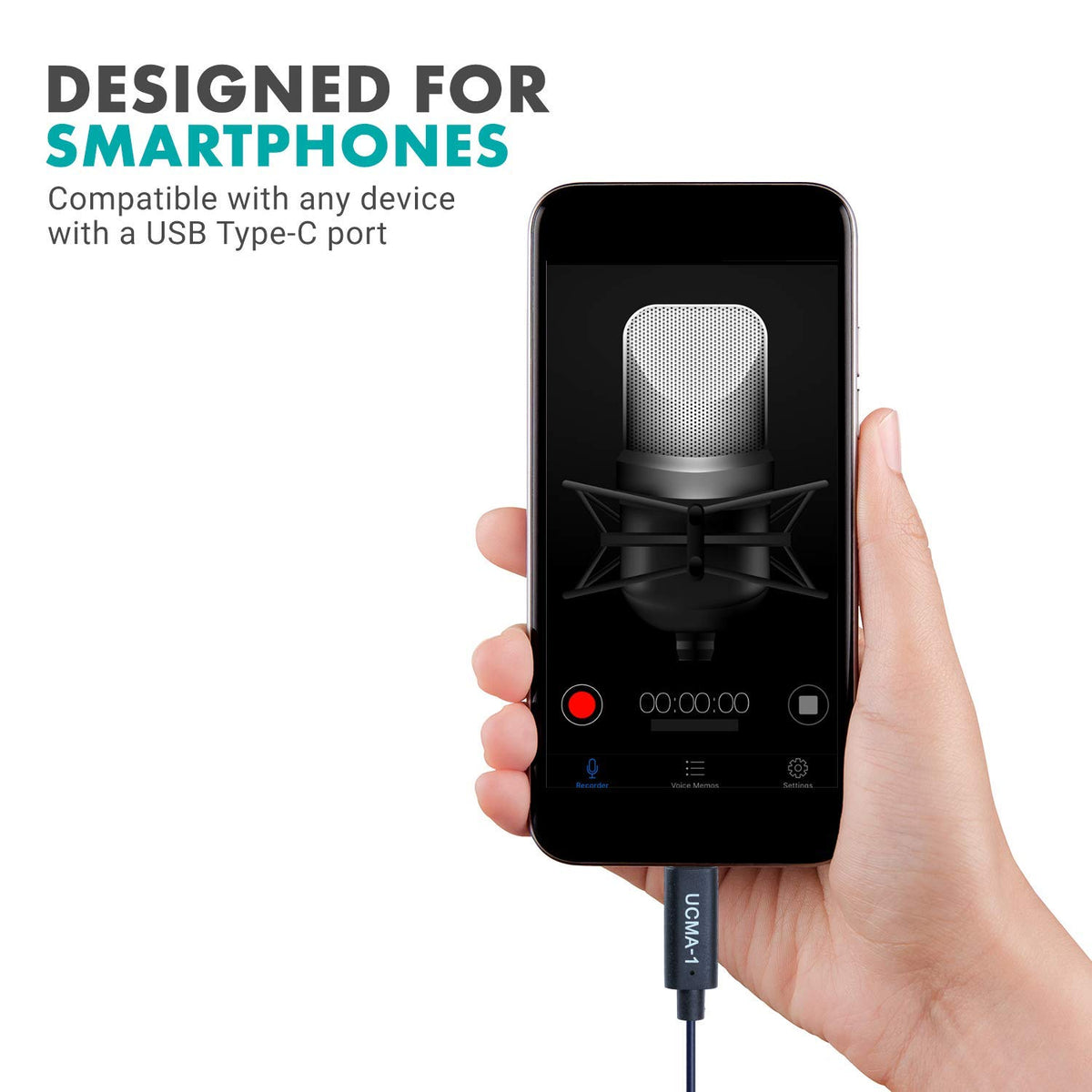 Movo UCMA-1 side angle, portable design ideal for mobile creators.