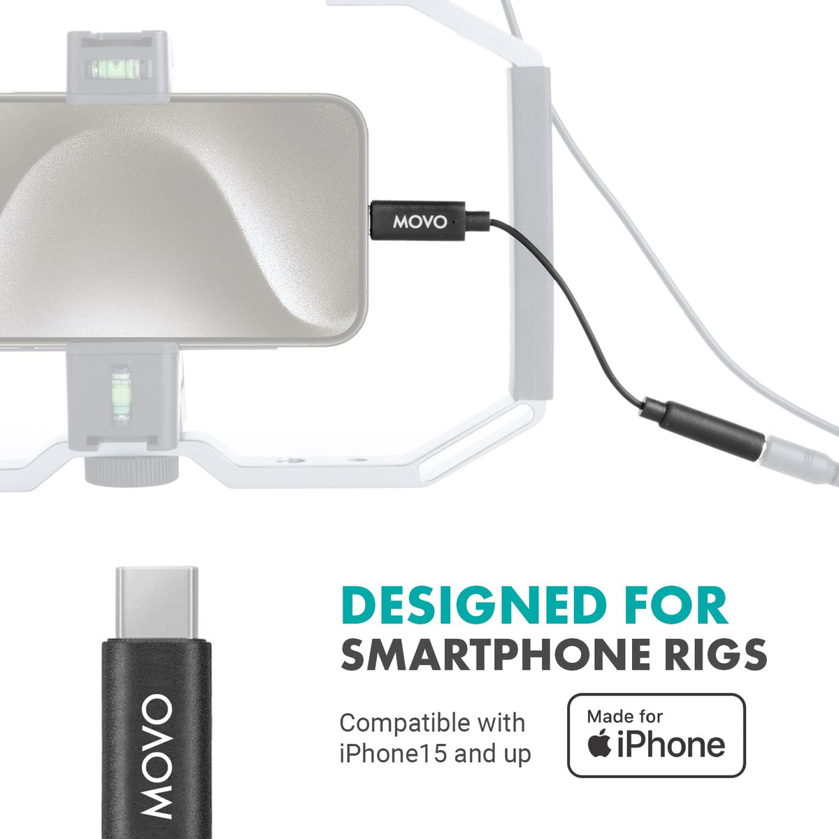 Movo USB-C mic adapter close-up highlighting durable build for creators.