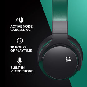 MOVSSOU E7 ANC headphones side view; comfortable cushions for long wear