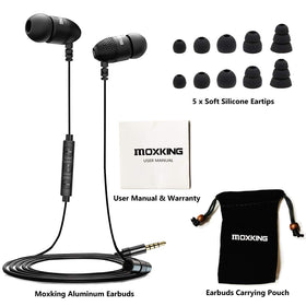 MOXKING M2 carrying pouch with earbuds in a travel scene for organized portability
